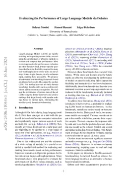 Evaluating the Performance of Large Language Models via Debates