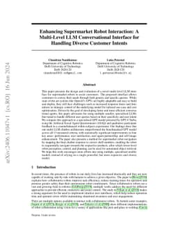 Enhancing Supermarket Robot Interaction: A Multi-Level LLM
  Conversational Interface for Handling Diverse Customer Intents