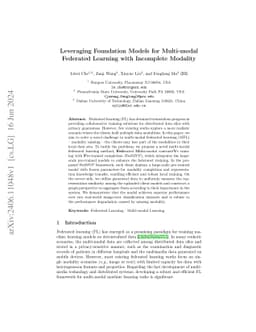Leveraging Foundation Models for Multi-modal Federated Learning with
  Incomplete Modality