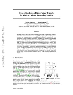 Generalization and Knowledge Transfer in Abstract Visual Reasoning
  Models