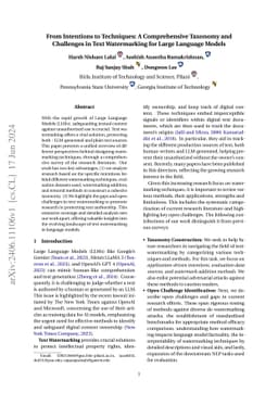 From Intentions to Techniques: A Comprehensive Taxonomy and Challenges
  in Text Watermarking for Large Language Models