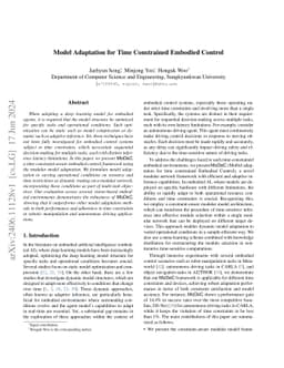 Model Adaptation for Time Constrained Embodied Control