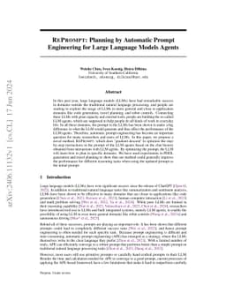 RePrompt: Planning by Automatic Prompt Engineering for Large Language Models Agents