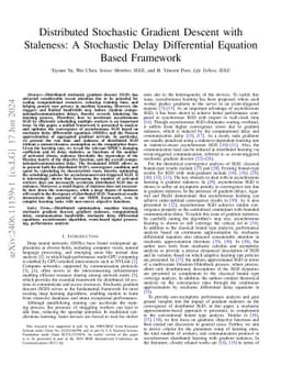 Distributed Stochastic Gradient Descent with Staleness: A Stochastic Delay Differential Equation Based Framework