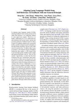 Aligning Large Language Models from Self-Reference AI Feedback with one
  General Principle