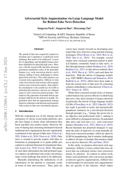 Adversarial Style Augmentation via Large Language Model for Robust Fake News Detection