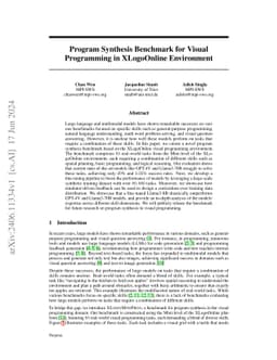 Program Synthesis Benchmark for Visual Programming in XLogoOnline
  Environment