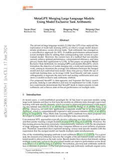 MetaGPT: Merging Large Language Models Using Model Exclusive Task
  Arithmetic
