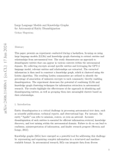Large Language Models and Knowledge Graphs for Astronomical Entity
  Disambiguation