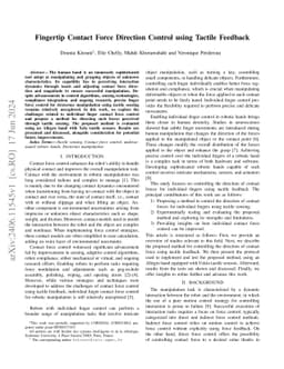Fingertip Contact Force Direction Control using Tactile Feedback