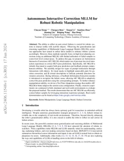 AIC MLLM: Autonomous Interactive Correction MLLM for Robust Robotic
  Manipulation