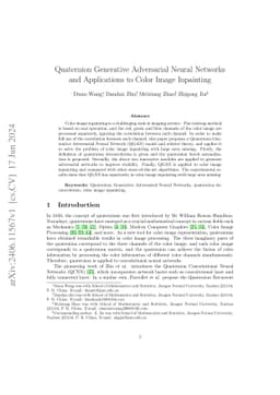 Quaternion Generative Adversarial Neural Networks and Applications to
  Color Image Inpainting