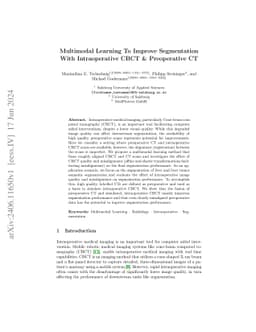 Multimodal Learning With Intraoperative CBCT & Variably Aligned
  Preoperative CT Data To Improve Segmentation