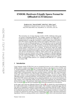 Endor: Hardware-Friendly Sparse Format for Offloaded LLM Inference