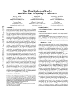 Edge Classification on Graphs: New Directions in Topological Imbalance