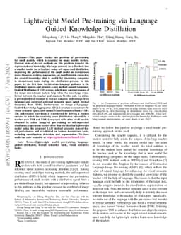 Lightweight Model Pre-training via Language Guided Knowledge
  Distillation