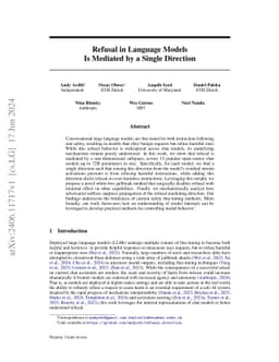 Refusal in Language Models Is Mediated by a Single Direction