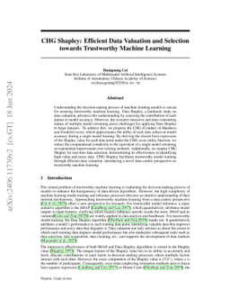 CHG Shapley: Efficient Data Valuation and Selection towards Trustworthy Machine Learning