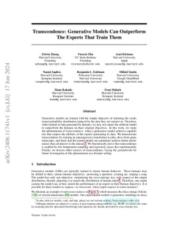 Transcendence: Generative Models Can Outperform The Experts That Train
  Them