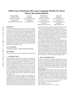 Multi-Layer Ranking with Large Language Models for News Source
  Recommendation