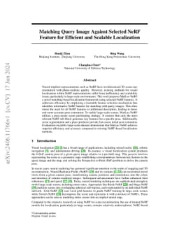 Matching Query Image Against Selected NeRF Feature for Efficient and
  Scalable Localization