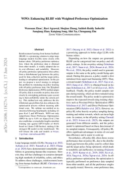 WPO: Enhancing RLHF with Weighted Preference Optimization