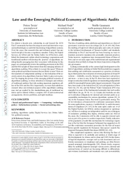 Law and the Emerging Political Economy of Algorithmic Audits