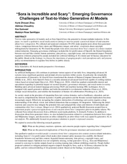 "Sora is Incredible and Scary": Emerging Governance Challenges of
  Text-to-Video Generative AI Models
