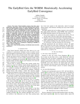 The EarlyBird Gets the WORM: Heuristically Accelerating EarlyBird
  Convergence