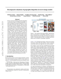 Decomposed evaluations of geographic disparities in text-to-image models