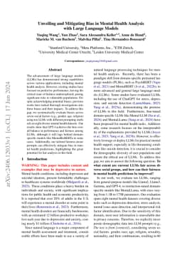 Unveiling and Mitigating Bias in Mental Health Analysis with Large
  Language Models