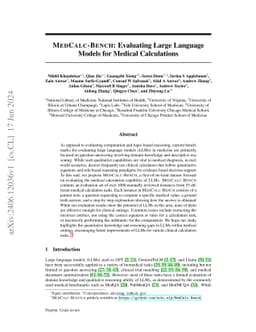 MedCalc-Bench: Evaluating Large Language Models for Medical Calculations