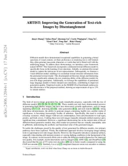 ARTIST: Improving the Generation of Text-rich Images by Disentanglement