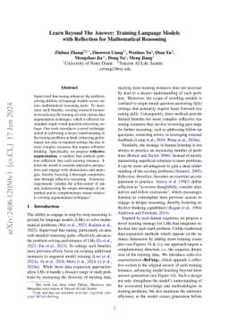 Learn Beyond The Answer: Training Language Models with Reflection for
  Mathematical Reasoning
