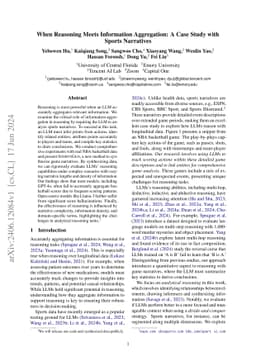 When Reasoning Meets Information Aggregation: A Case Study with Sports
  Narratives