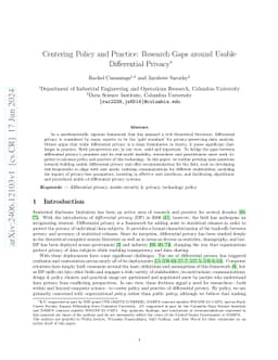 Centering Policy and Practice: Research Gaps around Usable Differential
  Privacy