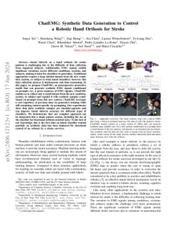 ChatEMG: Synthetic Data Generation to Control a Robotic Hand Orthosis for Stroke