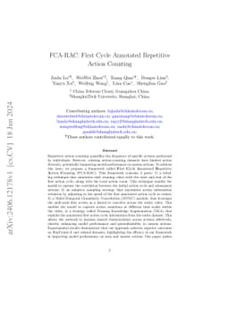 FCA-RAC: First Cycle Annotated Repetitive Action Counting