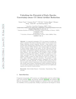 Unlocking the Potential of Early Epochs: Uncertainty-aware CT Metal
  Artifact Reduction