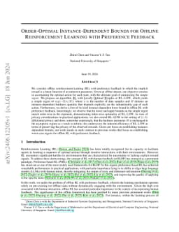 Order-Optimal Instance-Dependent Bounds for Offline Reinforcement
  Learning with Preference Feedback