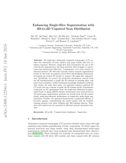 Enhancing Single-Slice Segmentation with 3D-to-2D Unpaired Scan
  Distillation