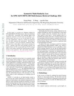 Symmetric Multi-Similarity Loss for EPIC-KITCHENS-100 Multi-Instance
  Retrieval Challenge 2024