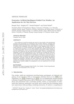 Generative Artificial Intelligence-Guided User Studies: An Application for Air Taxi Services
