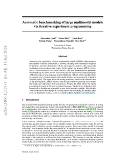 Automatic benchmarking of large multimodal models via iterative
  experiment programming