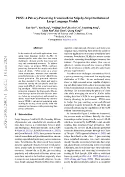 PDSS: A Privacy-Preserving Framework for Step-by-Step Distillation of
  Large Language Models