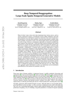 Deep Temporal Deaggregation: Large-Scale Spatio-Temporal Generative
  Models