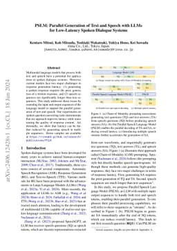 PSLM: Parallel Generation of Text and Speech with LLMs for Low-Latency
  Spoken Dialogue Systems