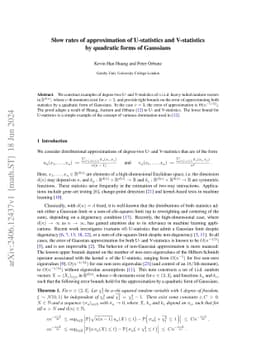Slow rates of approximation of U-statistics and V-statistics by
  quadratic forms of Gaussians