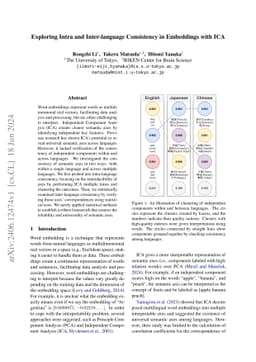 Exploring Intra and Inter-language Consistency in Embeddings with ICA