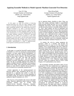 Applying Ensemble Methods to Model-Agnostic Machine-Generated Text
  Detection